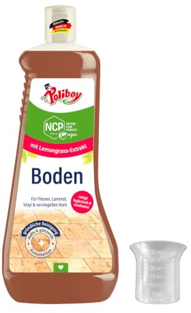 POLIBOY NCP Boden Reiniger - Universalreiniger für Bodenbeläge wie Fliesen, Laminat und Vinyl – Streifenfreie, gründliche Reinigung mit frische Duft - 1x 1 L - inkl. Dosierbecher