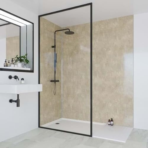 Travertine Marble Shower Panels 1m x 2400mm x 10mm Easy to Install PVC Made Wet Wall Panels