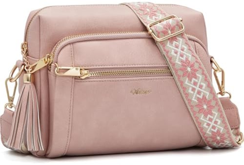 HILAEX Umhängetasche Damen Anti Diebstahl, Handtasche Damen Mittelgroß | mit 4 Fächern, mit Verstellbar Abnehmbar Breiter Gurt