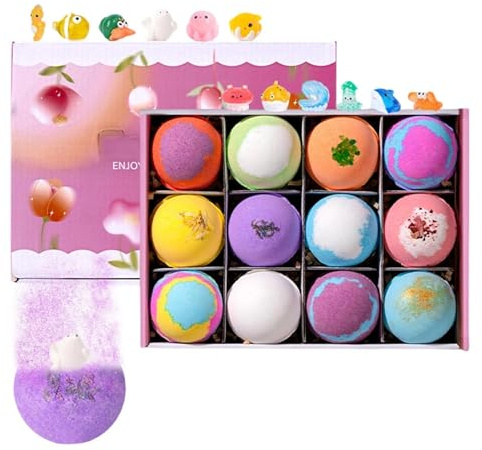 gifyym Lot de 12 balles de bain gazeuse - Kit de nettoyage avec effet nourrissant - Balles de bain moussantes pour la maison, les voyages, le spa, l'hôtel, la salle de bain, la détente
