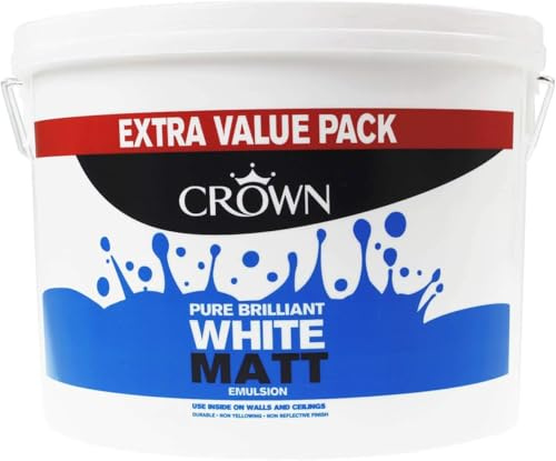 SuperGift.com Matt Emulsion Paint - Smooth Matte Finish Interior Wall & Ceiling Paint, Durable Coverage, Low Odour, Easy Application, Quick Drying Decorative Paint (Pure Brilliant White 7.5L)