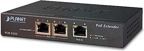 Planet 1-Port 802.3at PoE+ to 2-Port 802.3af/at Gigabit PoE Extender up to 100 Meters