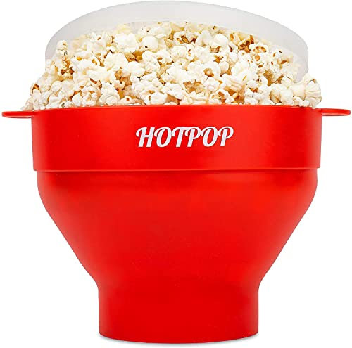 The Original Hotpop Mikrowelle Popcorn Popper - Silikonschüssel, BPA-frei & Spülmaschinenfest, Rot