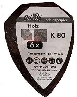 Lot de 6 feuilles abrasives K80 pour ponceuse manuelle électrique HS Parkside PHS 160 B2 avec IAN 70625.
