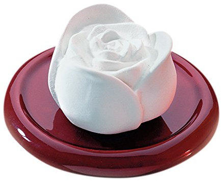 Bitto Fragranza decorativa oggetto, profumo in ceramica, rosa profumata con piattino smaltato bordeaux Ø 10 cm