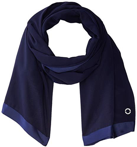 Calvin Klein Damen Satin Border Chiffon Scarf Modischer Schal, Marineblau, Einheitsgröße
