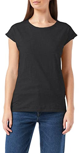 Build Your Brand Damen T-Shirt Ladies Extended Shoulder Tee, lang geschnittenes T-Shirt für Frauen, Baumwolle, Charcoal, 3XL