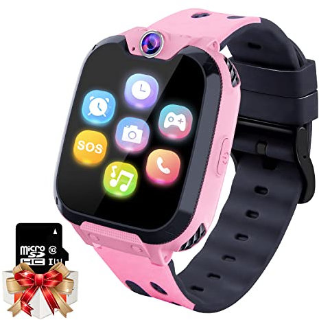 Smartwatch per Bambini con 16 Giochi, Telefono Orologio Smartwatch Bambini con Lettore Musicale, SOS, Fotocamera, Sveglia, Regalo di Compleanno per Ragazzi e Ragazze 4-12 Anni [Scheda SD integrata]