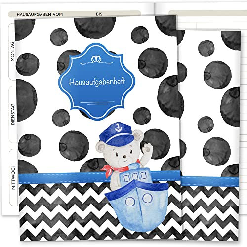 OLGS Hausaufgabenheft Hülle Creative Royal inkl. Heft Schulheft Schutzhülle Umschlag Geschenkidee Einschulung Grundschule (ohne Personalisierung, Bär)
