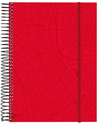 Finocam – Terminkalender 18 Monate 2020-2021 E10 – 155 x 212 2 Tage Spiralbindung Travel Rot Katalanisch