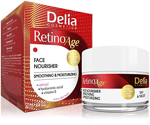 Delia Cosmetics - Retinoage - Gesichtscreme - Retinol, Q10, Sheabutter, Macadamiaöl, Aloe Vera Gel, Vitamin E - straffend, pflegend, Anti Aging, Tages- & Nachtcreme - 50ml
