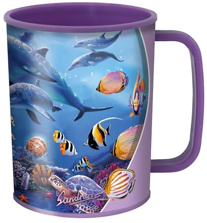 3D LiveLife Drinking Cup - Seahorse Kingdom from Deluxebase. 3D Lenticular Ocean Plastic Cup. 300ml Plastic Cups for Kids with Original Artwork Licensed from Renowned Artist, Steve Sundram