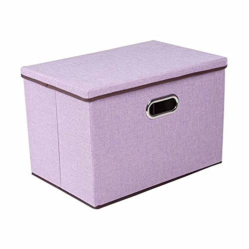 Youyijia Storage Boxes with Lids 45x30x30cm Foldable Storage Box Storage Collapsible Fabric Storage Cubes with Handles Large Storage Baskets Home Office Box for Organizing Clothes Towels Book (Purple)