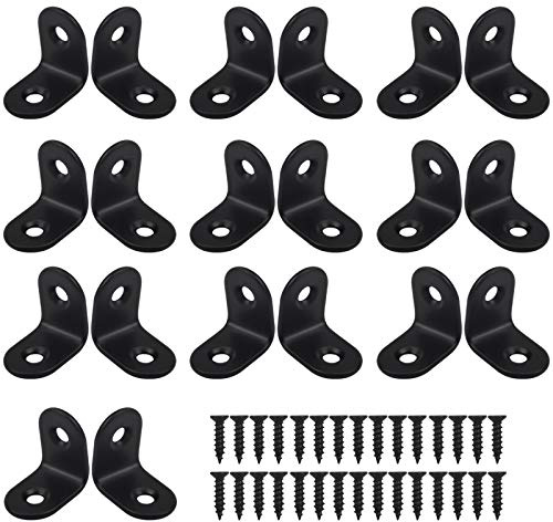 Chstarina 20pcs Winkelverbinder,Möbelwinkel Edelstahl Winkel 20x20 Winkel Regal Möbel Eckwinkel Mit Schrauben L-Form Möbel Regalträger Schwarz Winkel Halterung Eckstrebe für Bücherregal Schränke Tisch