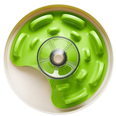 PetDreamHouse Spin Interactive Dog Slow Feeder Bowl, UFO Green Design, Level = Tricky/Advanced