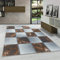Carpetsale24 Modern Designer Teppich, Kurzflor Karo Design - Marmor Optik, Rechteckig, Kupferfarbe Grau Weiß, Wohnzimmer, Schlafzimmer oder Jugendzimmer Teppich, Größe:140 x 200 cm