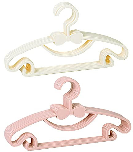 10 Piezas de Perchas para Ropa de Bebé, Perchas Infantiles Multicolores, Perchas de Plástico para Bebés, Perchas de Plástico para Camisetas, Suéteres, Pantalones (Rosa, Blanco)