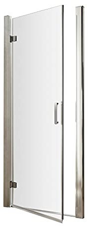 nuie AQHD80H3 Pacific Modern Bathroom Easyfit Shower Hinged Door, 6mm Toughened Safety Glass and Round D-Handle, 800mm, Polished Chrome