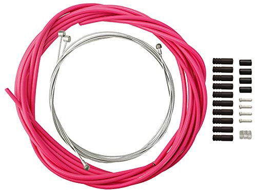 Universal Bicycle Shifter Cable Housing Set and Bike Brake Cable Housing Kit for Derailleur MTB/Road Bike , Pink