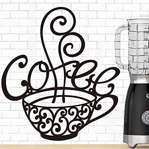 Coffee Signs Coffee Cup Wall Decor Black Coffee Cup Silhouette Large Metal Signs Bar Wall Art Sculptures Cafe Themed Modern Hanging Wall Art Cup Mug Scrolled Silhouette Decor 13.6 x 12 inch for Home,