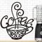 Coffee Signs Coffee Cup Wall Decor Black Coffee Cup Silhouette Large Metal Signs Bar Wall Art Sculptures Cafe Themed Modern Hanging Wall Art Cup Mug Scrolled Silhouette Decor 13.6 x 12 inch for Home,