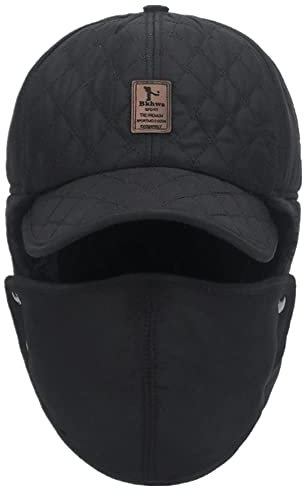 iNszkoos Unisex Winter Fliegermütze Kunstfellmütze mit Ohrenklappen & Mundschutz für Herren Damen Warm Trappermütze Bomber Trapper Trooper Hut, Fellmütze Pilotenmütze Wintermütze für Skifahren Outdoor