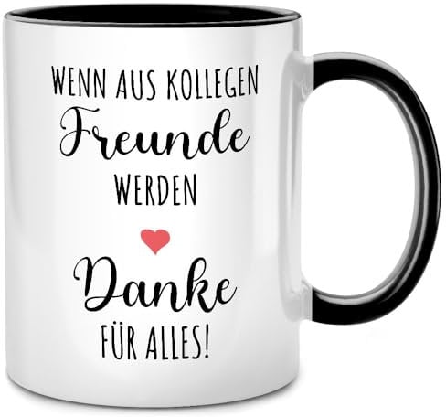 Seness Wenn aus Kollegen Freunde werden Danke für Alles Tasse mit Spruch lustig, Abschiedsgeschenk Kollegen Jobwechsel, Abschied beste Kollegin Geschenk, Lieblingskollegin, Ruhestand Rente Rentner