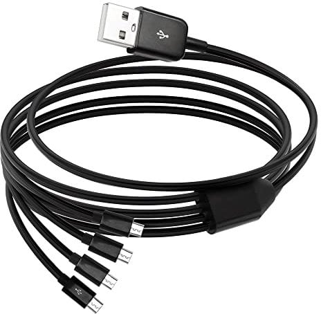 QIANRENON Multi Micro USB Kable Adapter 4 in 1 Micro USB Aufladen Kable Micro USB Stecker Auf 4 Micro Stecker Splitter Cable, für Mobile Power Bank Lautsprecher Kamera Dashcam,1,5 M/4,92ft, Schwarz