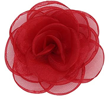 KABELIF 2 Stück Rose Brosche Ansteckblume Blume Haarspange Haarschmuck Blume Corsage Tasche Schuhe Hüte Zubehör zum Hochzeit Bankett Party 7 CM (Rot)