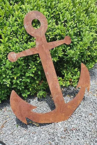 KUHEIGA Anker aus Edelrost H: 40cm zum Hängen oder Stellen Stellen Gartendeko Rostanker