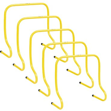 JELEX Agility Trainingshürden 5er-Set Verschiedene Größen, Koordinationshürden Trainingsequipment gelb, geeignet für Indoor und Outdoor Übungen aus robustem Kunststoffmaterial (45 cm)