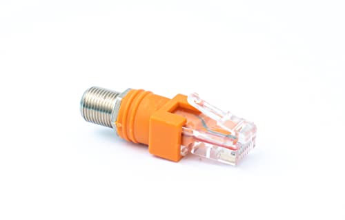 System-S Adaptateur coaxial RJ45 mâle vers fiche F Type F câble 50 ohms Orange