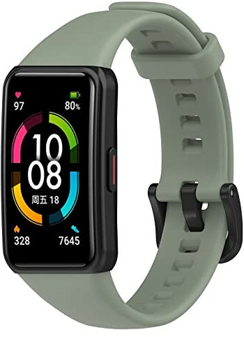 FTRONGRT Correa para Huawei Band 6 Pro, Flexible Silicona Reloj de Recambio Ajustable Brazalete Smart Watch Correa.-Verde Claro