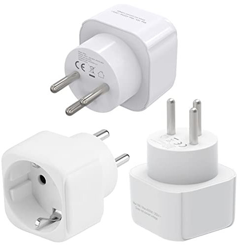 3er-Pack Israel-Reiseadapter, Deutschland, Frankreich, Europa, Israeli, Reisestecker Adapter, H-Form-Reiseadapter für Israel, Gazastreifen, Palästina, Westjordanland, Westjordanland und Banda, Weiß