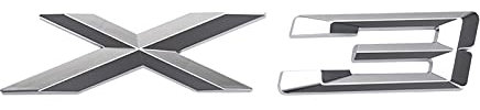 BMINO 1 Stück Chrom Silber X3 Original Mark Emblem Aufkleber kompatibel mit Kofferraum hinten Aufkleber kompatibel mit BMW X1 X3 X4 X5 X6 X-Serie E60 F10 F07 F01 E91 Logo-Aufkleber