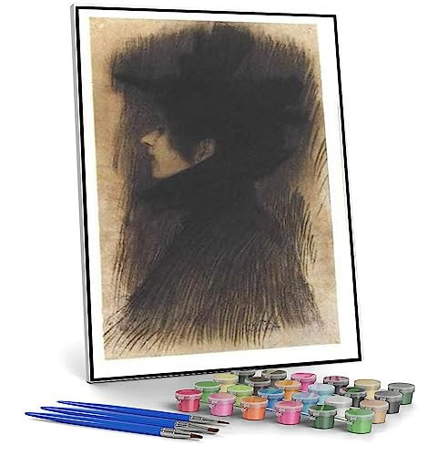 Gustav Klimt Kit de peinture par numéro sur toile pour adultes et filles avec chapeau et cape