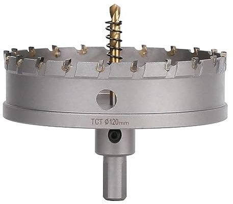 Vearter 120mm Scie Cloche en Métal, Carbure Tungstène Coupeur TCT Trou avec Foret de Centrage, pour Acier Inoxydable, Alliage, Cuivre, Fer, Plastique, Fibre de Verre