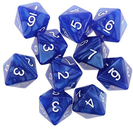Generic Polyedrische D8-Würfel, 10 Stück, blau, Acryl, Hexaeder, perfekt für Party-Tischspiele