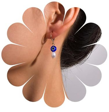 Allereya Vintage Böser Blick Ohrringe Blaues Auge Tropfen Ohrringe Winzige Perle Baumeln Ohrringe Gold Cz Auge Huggie Ohrringe Schmuck Für Frauen Und Mädchen