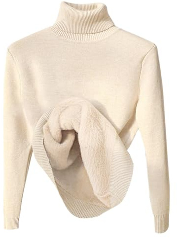 Minetom Pull Col Roulé Femme Pullover Polaire Thermique Hauts | Doublé, Manches Longues, Basique Chandail, Hiver sous-vêtement, Casual Tops, Confortable et Chaud