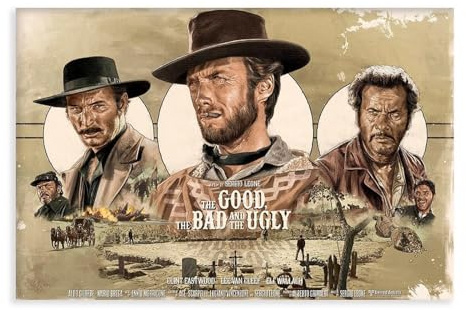 EYEZER Filmposter The Good And The Bad, Leinwand-Poster, Wandkunst, Dekor, Bild, Gemälde für Wohnzimmer, Schlafzimmer, Dekoration, ungerahmt, 30 x 45 cm