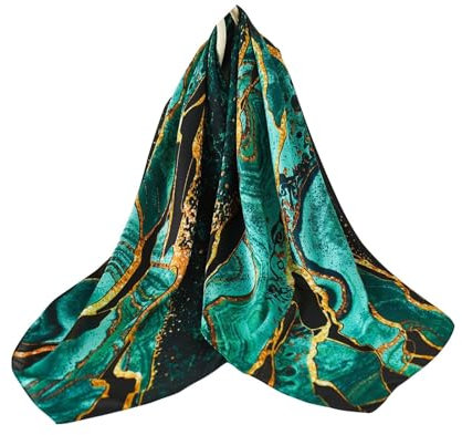 Silk Scarf Women Green painting Shawl Stain Neckerchief Head Wraps Thin Scarf Ladies Beach Shawl Vintage Painting Bridal Belt Chiffon Muslin Colorful Cloth Birthday gifts