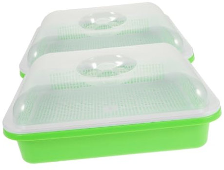 Kisangel 2 Sätze Sämlingsschale Pflanzschale Anbauschalen Für Weizengras Kunststoffbehälter Mit Deckel Gemüse Sämlingsstarterschale Sprießen Trays Regal Gartenbedarf Weizengrass Plastik