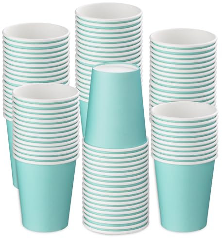 Deudy 100 bicchieri di carta usa e getta, da 8 oz, bicchieri di carta, bicchieri da tè, tazze da caffè, bicchieri da campeggio, bicchieri usa e getta, per bevande calde e fredde (blu)