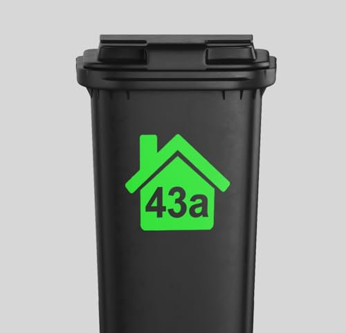 Poster-4U Neon Mülltonnen Aufkleber mit Hausnummer & Wunschfarbe (30x25 cm)