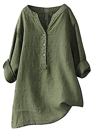 T-Shirt Manche Longue Femme Chemisier Chic Vert Chemise Longue Blanche Vêtements Été Tee Shirt Grande Taille Multicolore S
