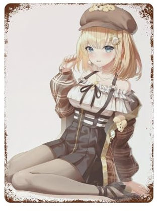 NRCKMIHRAE Anime-Hololive-Poster mit Amelia Watson, Wanddekoration, Kunst, Metallblech-Poster, moderne Heimdekoration, Kunst, Metallposter, Hausbar, Laden, Dekorationen, Vintage-Schild, Geschenk, 39,9
