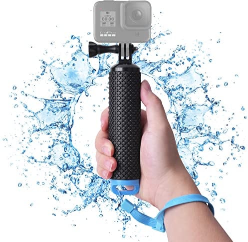 Action Camera Floating Hand Grip, Go.Pro Handle with Wrist Strap, Camera Underwater Hand Grip, Portable Floating Selfie Stick, Waterproof Internal Storage, for Diving Snorkeling Swimming (Blue)