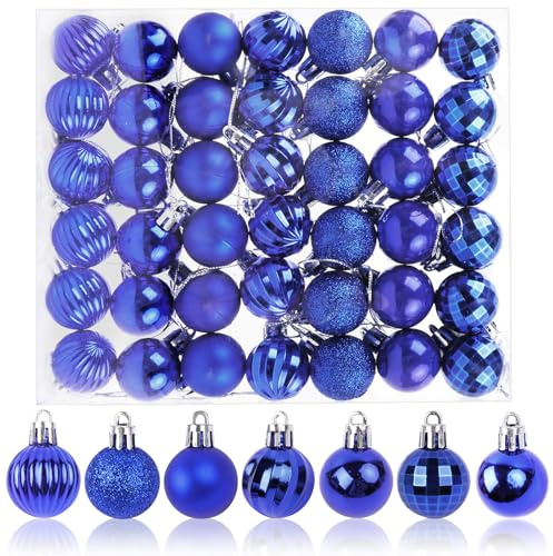 42 Stück Weihnachtskugeln Blau, 3CM Christbaumkugeln Kunststoff Bruchsicher Weihnachtsbaumkugeln Christbaumschmuck Christbaumkugeln für Weihnachtsbaum Neujahr Festival Ornamente