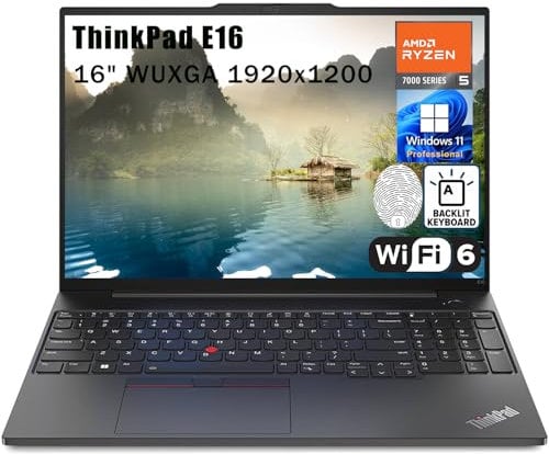 Lenovo ThinkPad E16 16 FHD+ Business Laptop Computer, AMD Hexa-Core Ryzen 5 7530U (Beat i7-1355U), 40GB DDR4 RAM, 1TB PCIe SSD, WiFi 6, Backlit Keyboard, Fingerprint Reader, Windows 11 Pro, AZ-XUT